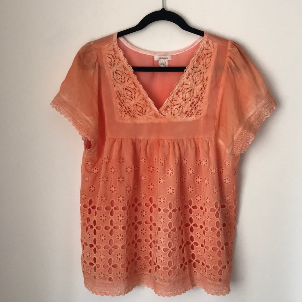 Sundance eyelet crochet blouse factory coloring